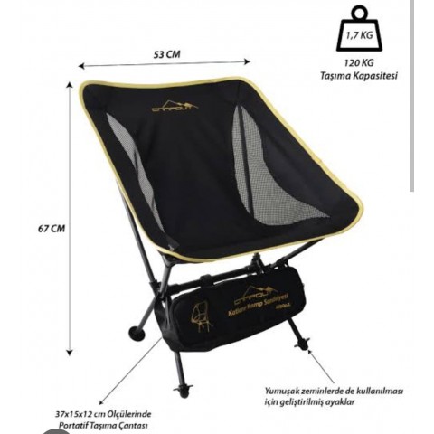 Nurgaz Campout Pratik Portatif Katlanır Plaj Kamp Sandalyesi Taşıma Çantalı