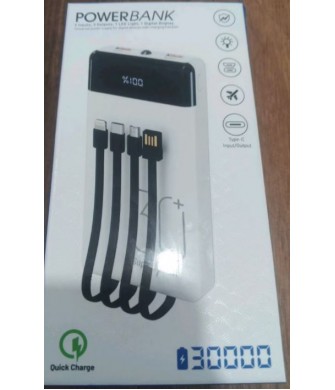 30.000 mAh Dijital Göstergeli Dahili Çoklu Kablolu Powerbank 