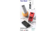 30.000 mAh Dijital Göstergeli Dahili Çoklu Kablolu Powerbank